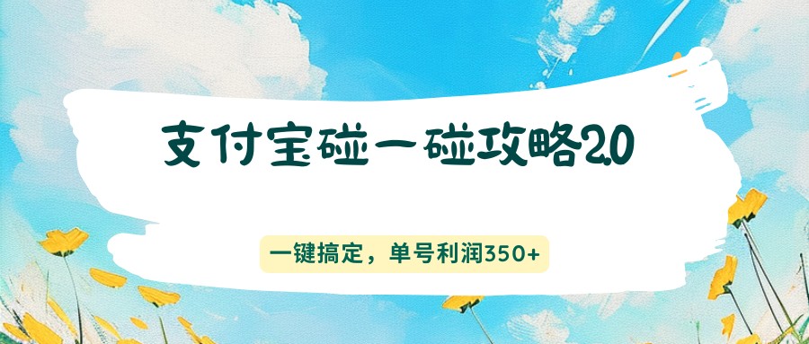 支付宝碰一碰攻略2.0，一键搞定，单号利润350+-极客网创