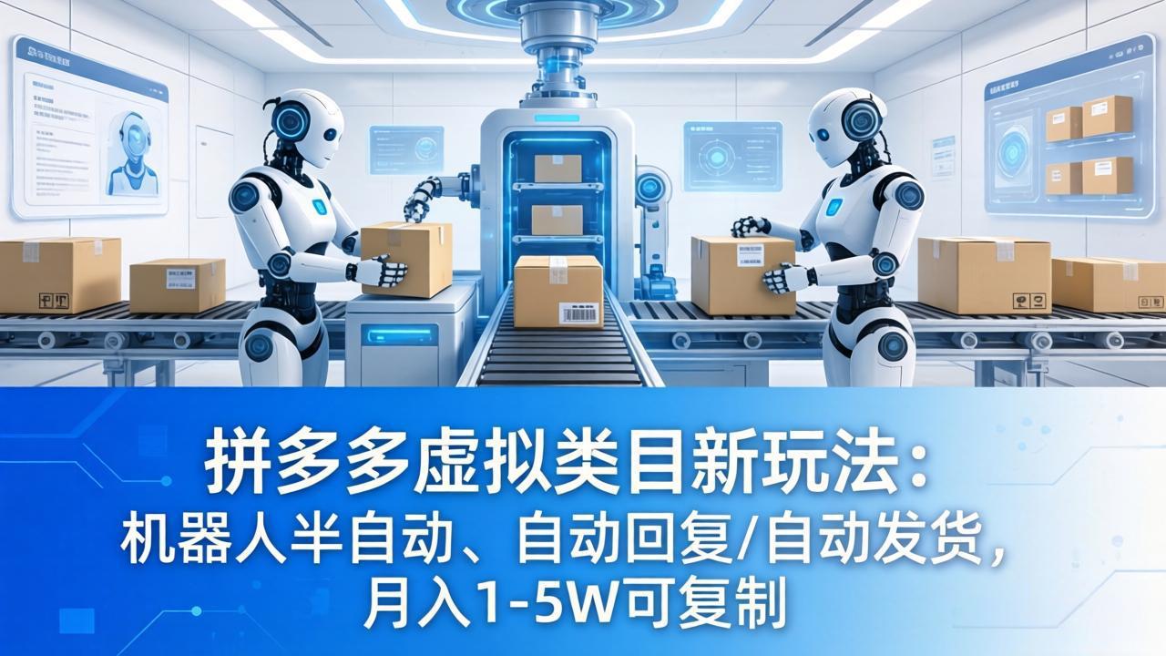 拼多多虚拟类目新玩法：机器人半自动、自动回复 /自动发货，月入 1-5W 可复制-极客网创