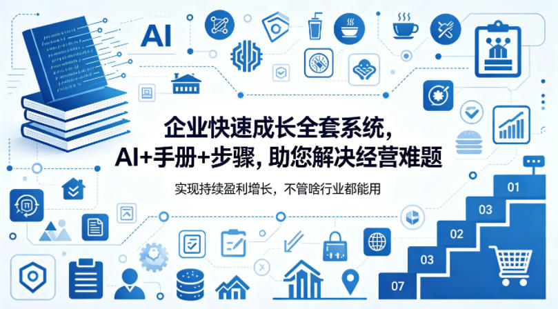 企业快速成长全套系统，AI+手册+步骤，助您解决经营难题，实现持续盈利增长，不管啥行业都能用-极客网创