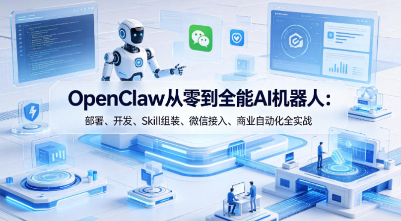OpenClaw从零到全能AI机器人：部署、开发、Skill组装、微信接入、商业自动化全实战-极客网创