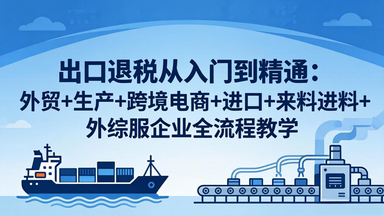 出口退税从入门到精通：外贸+生产+跨境电商+进口+来料进料+外综服企业全流程教学-极客网创