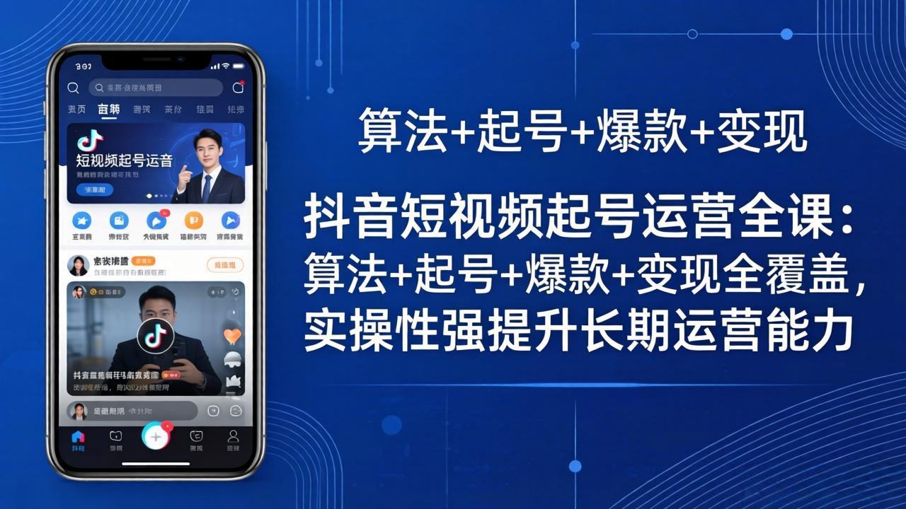 抖音短视频起号运营全课：算法+起号+爆款+变现全覆盖，实操性强提升长期运营能力-极客网创