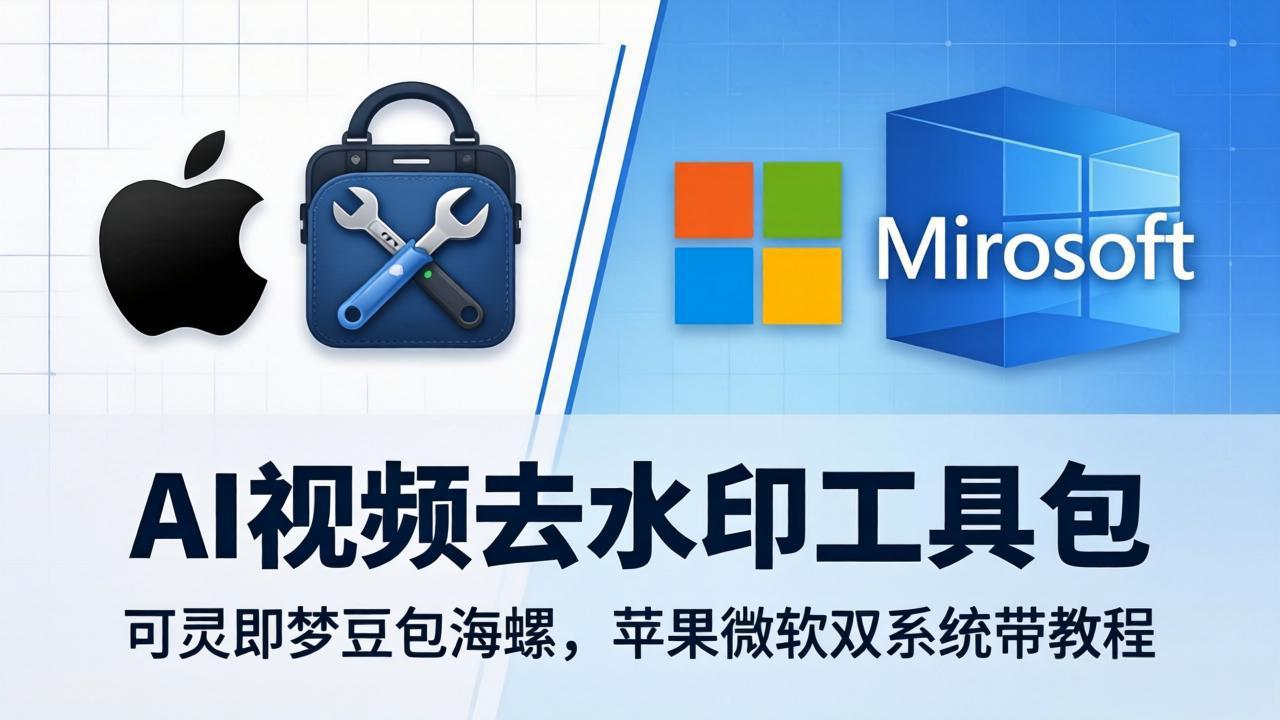AI视频去水印工具包：可灵即梦豆包海螺，苹果微软双系统带教程-极客网创