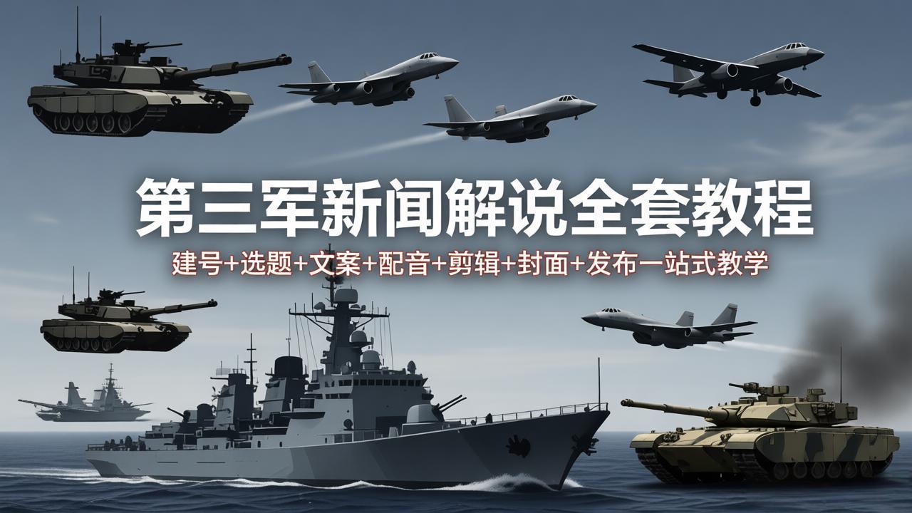 第三军迷新闻解说全套教程：建号+选题+文案+配音+剪辑+封面+发布一站式教学-极客网创