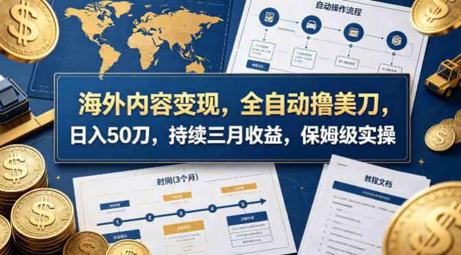 海外内容变现，全自动撸美刀，日入50刀，持续三月收益，保姆级实操【揭秘】-极客网创
