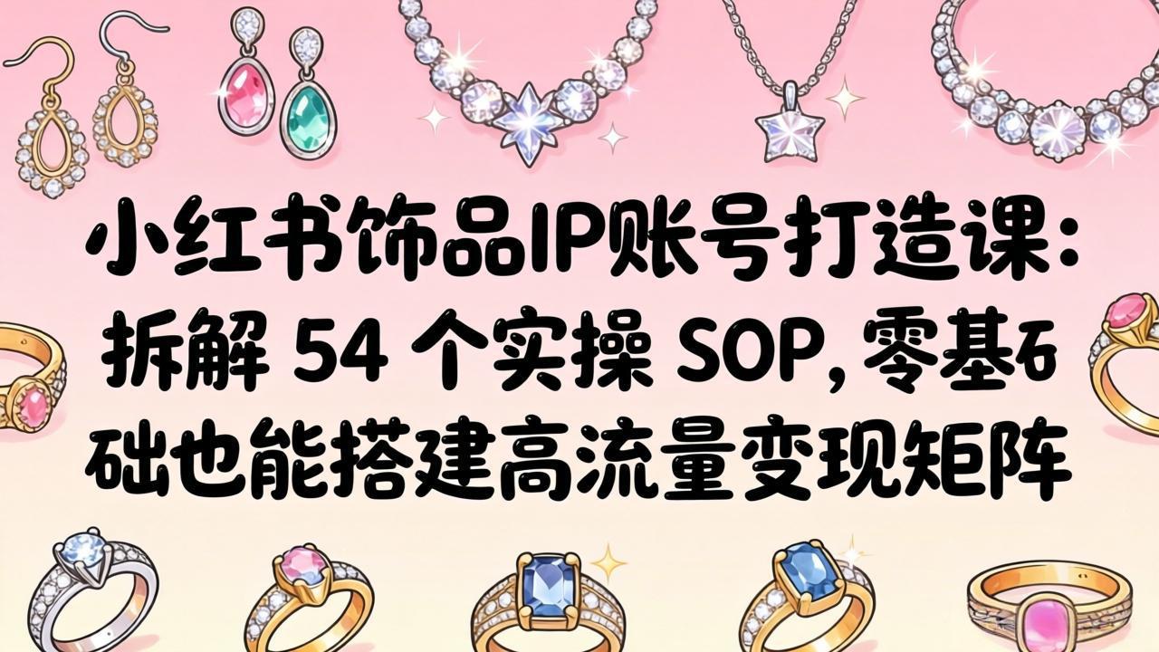 小红书饰品IP账号打造课：拆解 54 个实操 SOP，零基础也能搭建高流量变现矩阵-极客网创