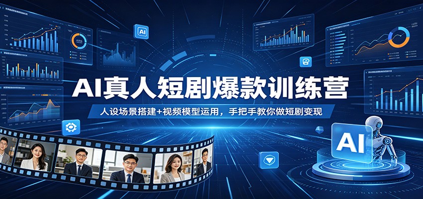 AI真人短剧爆款训练营：人设场景搭建+视频模型运用，手把手教你做短剧变现-极客网创