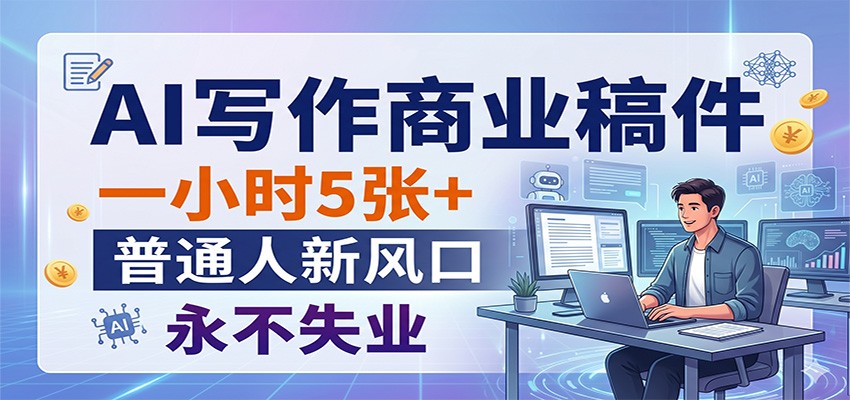 AI写作商业稿件，一小时5张+，普通人新风口，永不失业-极客网创