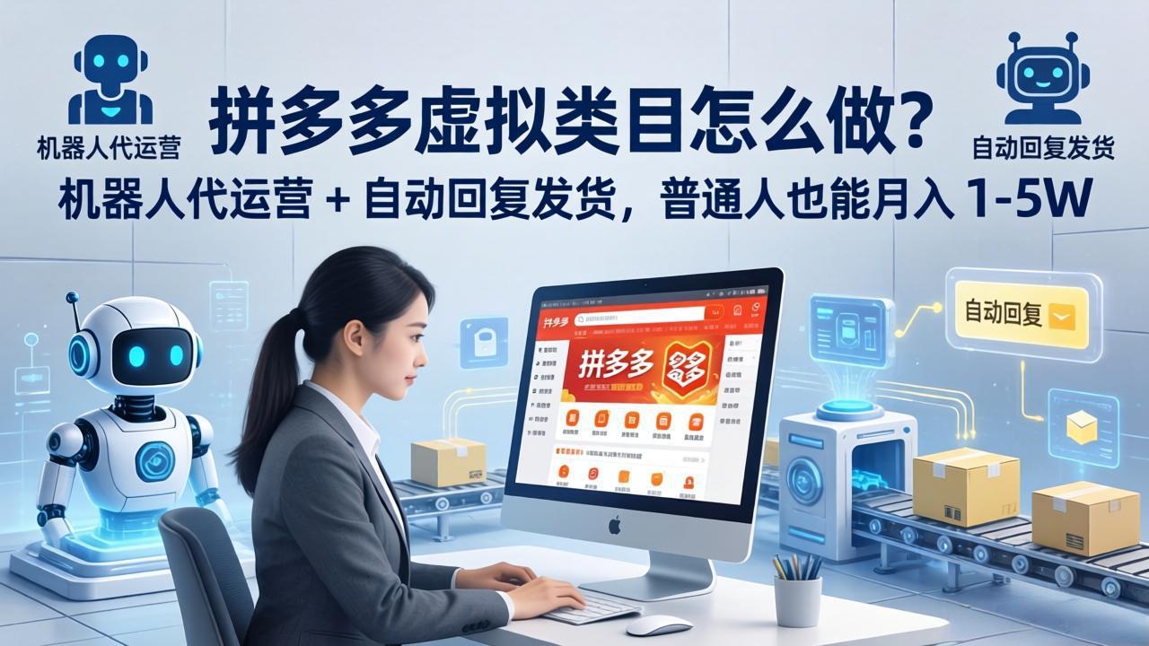 拼多多虚拟类目怎么做？机器人代运营 + 自动回复发货，普通人也能月入 1-5W-极客网创