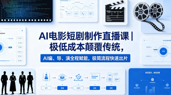AI电影短剧制作直播课｜极低成本颠覆传统，AI编、导、演全程赋能，极简流程快速出片-极客网创