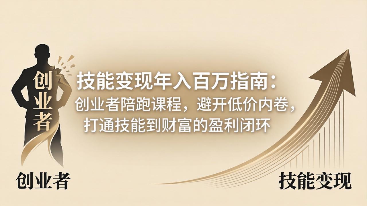 技能变现年入百万指南：创业者陪跑课程，避开低价内卷，打通技能到财富的盈利闭环-极客网创