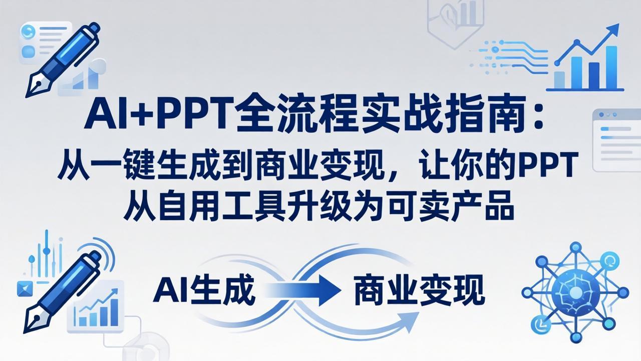 AI+PPT全流程实战指南-更新4月21：从一键生成到商业变现，让你的PPT从自用工具升级为可卖产品-极客网创