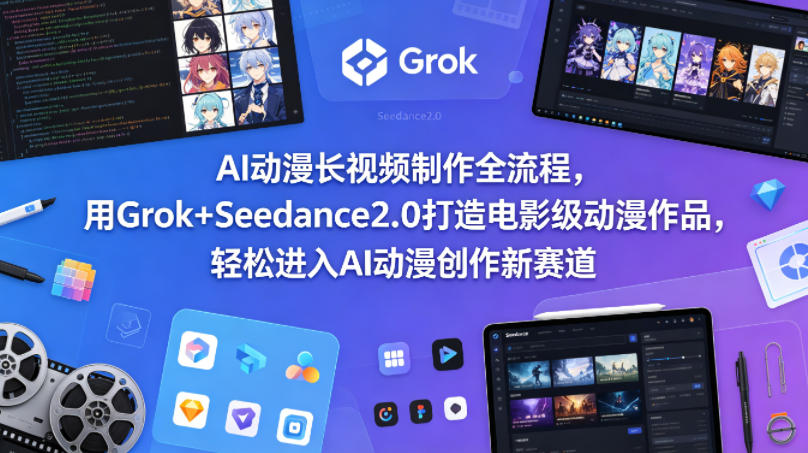 AI动漫长视频制作全流程，用Grok+Seedance2.0打造电影级动漫作品，轻松进入AI动漫创作新赛道-极客网创