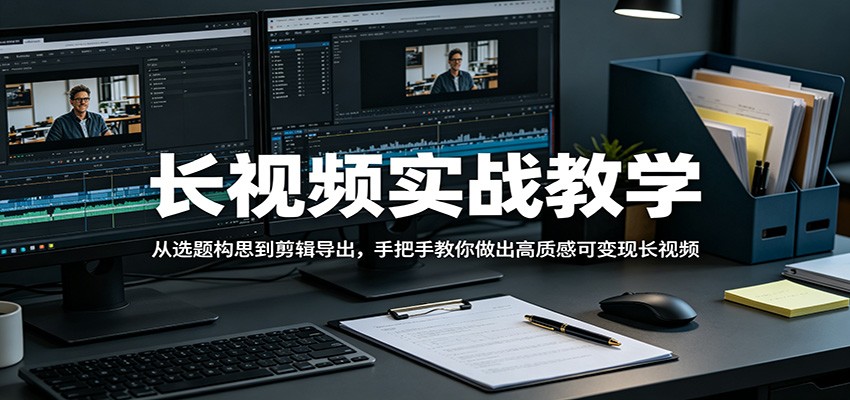 长视频实战教学，从选题构思到剪辑导出，手把手教你做出高质感可变现长视频-极客网创