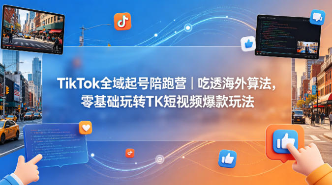 TikTok全域起号陪跑营｜吃透海外算法，零基础玩转TK短视频爆款玩法-极客网创