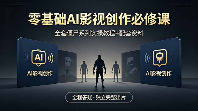 零基础AI影视创作必修课，全套僵尸系列实操教程加配套资料，全程答疑带你独立完整出片-极客网创