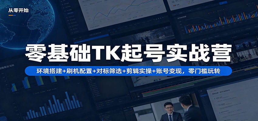 零基础TK起号实战营：环境搭建+ 刷机配置+对标筛选+剪辑实操+账号变现，零门槛玩转-极客网创