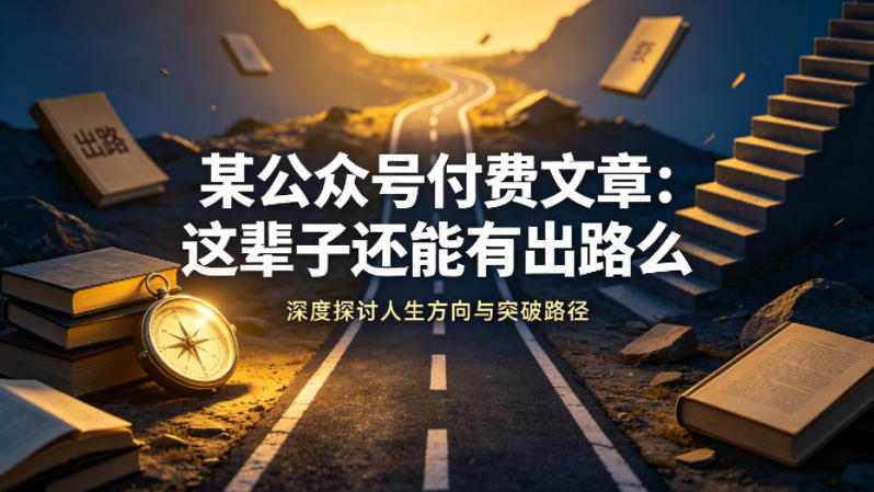 某公众号付费文章：这辈子还能有出路么-极客网创