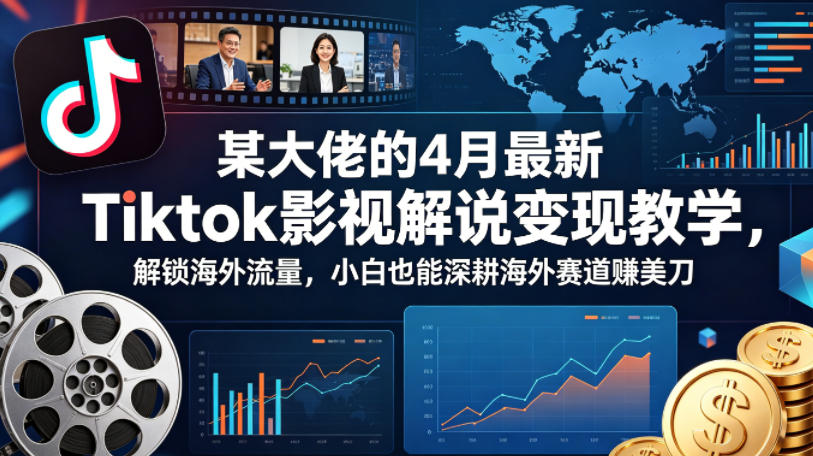 某大佬的4月最新Tiktok影视解说变现教学，解锁海外流量，小白也能深耕海外赛道賺美刀-极客网创
