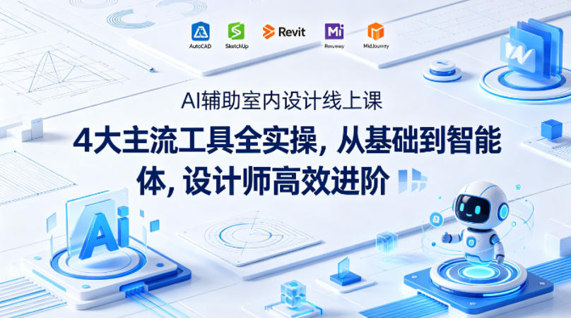 AI辅助室内设计线上课｜4大主流工具全实操，从基础到智能体，设计师高效进阶-极客网创