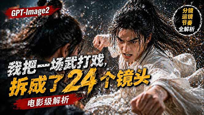用GPT-Image2，把一段武打对决拆成24个连续镜头，从人物建立、动作衔接、运镜节奏，到情绪爆发-极客网创