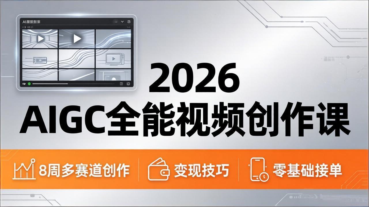 2026AIGC全能视频创作课，8周吃透多赛道创作+变现，零基础也能高效出片接单-极客网创