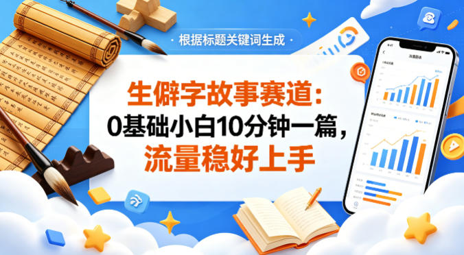 公众号流量主——生僻字故事赛道，流量稳，好上手，0基础小白也能10分钟一篇-极客网创