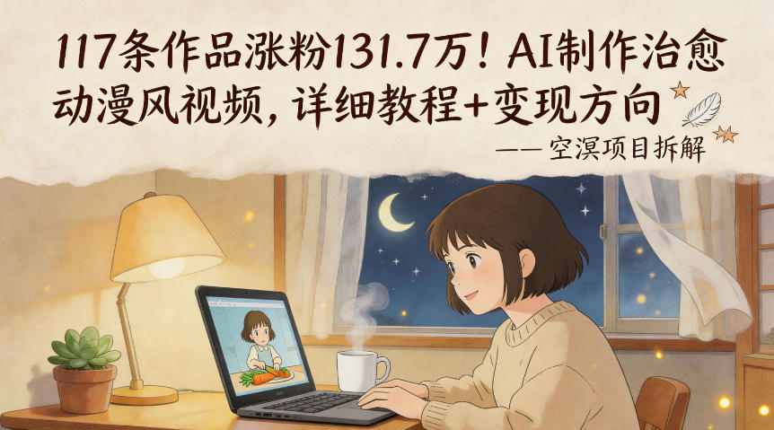 117条作品涨粉131.7W！AI制作治愈动漫风视频，详细教程+变现方向-极客网创