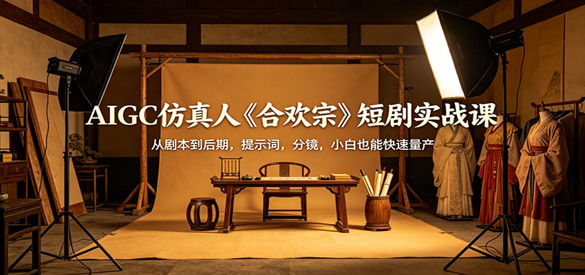 AIGC仿真人《合欢宗》短剧实战课：从剧本到后期，提示词，分镜，小白也能快速量产-极客网创