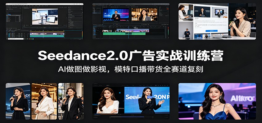 Seedance2.0广告实战训练营：AI做图做影视，模特口播带货全赛道复刻-极客网创