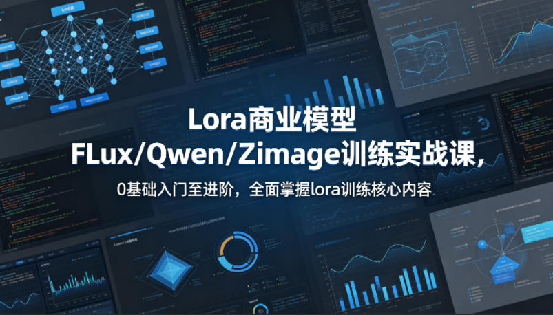系统性学习Lora商业模型FLux／Qwen／Zimage训练实战课，0基础入门至进阶，全面掌握lora训练核心内容-极客网创