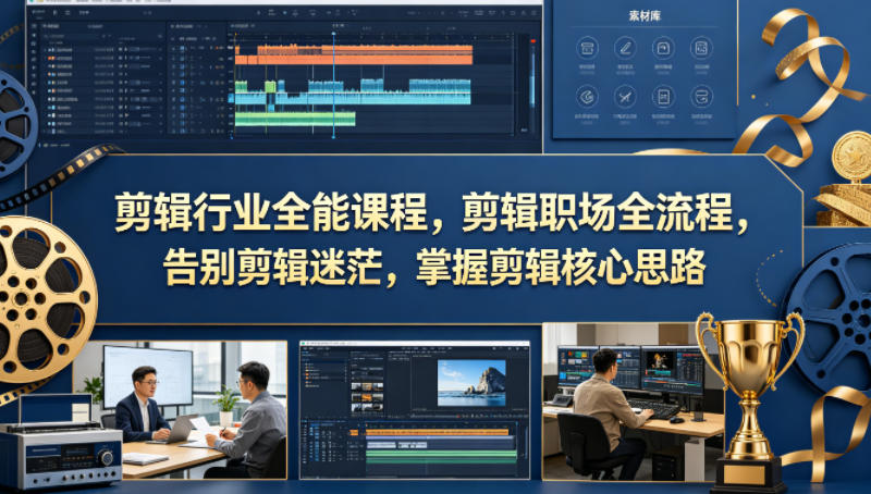 剪辑行业全能课程，剪辑职场全流程，告别剪辑迷茫，掌握剪辑核心思路-极客网创
