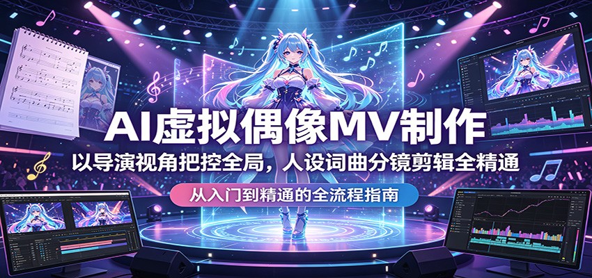 AI虚拟偶像MV制作：以导演视角把控全局，人设词曲分镜剪辑全精通-极客网创