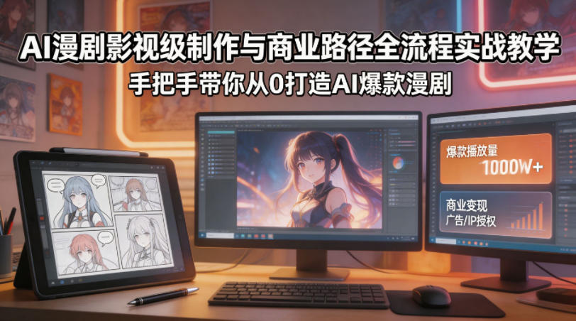 AI漫剧影视级制作与商业路径全流程实战教学，手带你从0打造AI爆款漫剧-极客网创