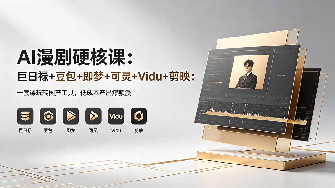 AI漫剧硬核课：巨日禄+豆包+即梦+可灵+Vidu+剪映：一套课玩转国产工具，低成本产出爆款漫剧-极客网创