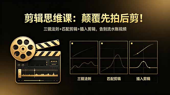 剪辑思维课：颠覆先拍后剪！三镜法则+匹配剪辑+插入剪辑，告别流水账视频-极客网创