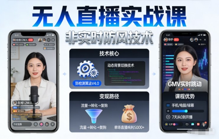 宝子哥无人直播实战课，非实时防风技术，聚焦抖音快手等平台直播带货，轻松开启直播变现之路(更新2026年5月02日)-极客网创
