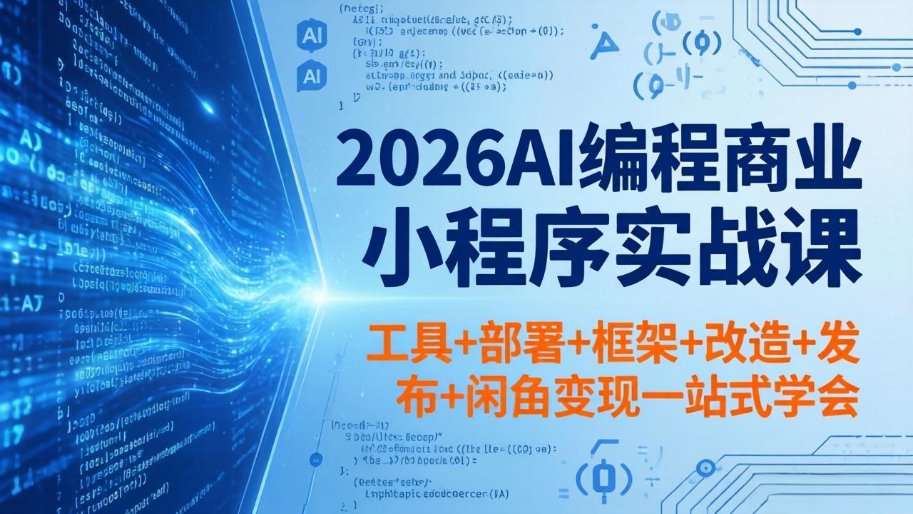 2026AI编程商业小程序实战课，工具+部署+框架+改造+发布+闲鱼变现一站式学会-极客网创