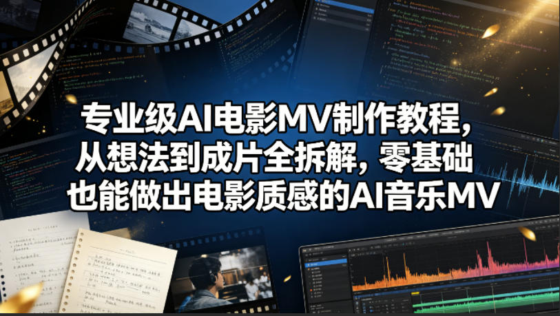 专业级AI电影MV制作教程，从想法到成片全拆解，零基础也能做出电影质感的AI音乐MV-极客网创
