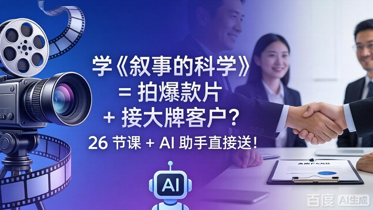 学《叙事的科学》= 拍爆款片 + 接大牌客户？26 节课 + AI 助手直接送！-极客网创