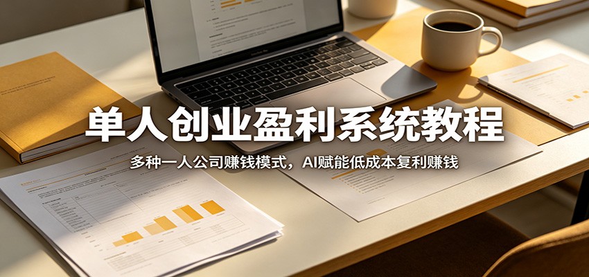 单人创业盈利系统教程：多种一人公司赚钱模式，AI赋能低成本复利赚钱-极客网创