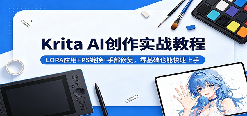 Krita AI创作实战教程：LORA应用+PS链接+手部修复，零基础也能快速上手-极客网创
