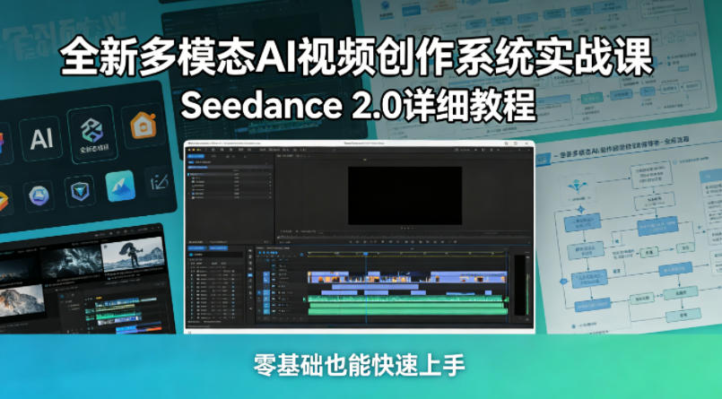 全新多模态AI视频创作系统实战课，Seedance 2.0详细教程，零基础也能快速上手-极客网创