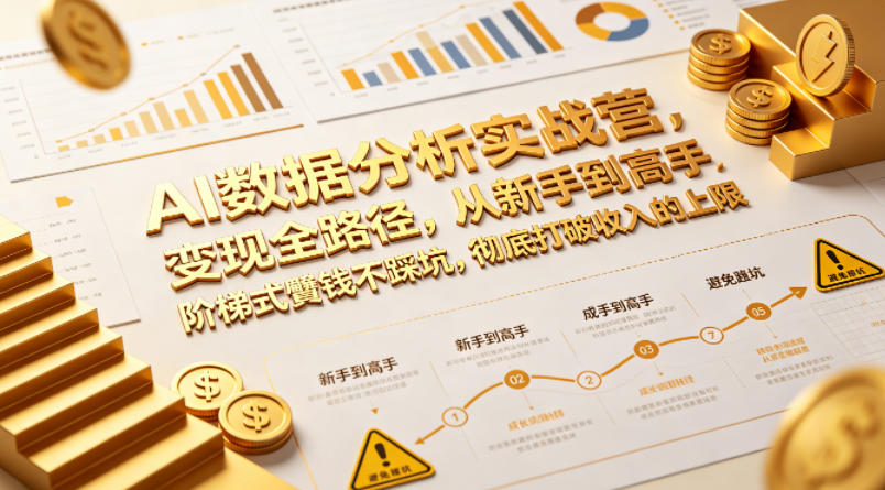 AI数据分析实战营，变现全路径，从新手到高手，阶梯式賺钱不踩坑，彻底打破收入的上限-极客网创