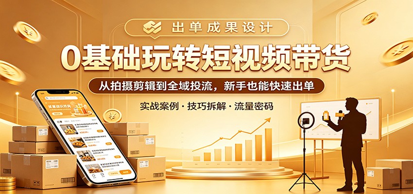 0基础玩转短视频带货：从拍摄剪辑到全域投流，新手也能快速出单-极客网创
