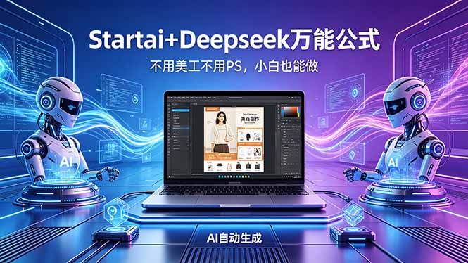 AI自动做电商详情页：Startai+Deepseek万能公式，不用美工不用PS，小白也能做-极客网创