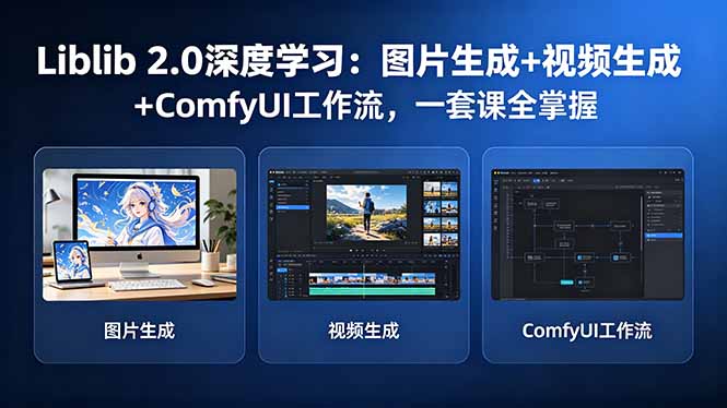 Liblib 2.0深度学习：图片生成+视频生成+ComfyUI工作流，一套课全掌握-极客网创