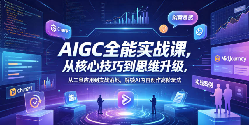 AIGC全能实战课，从核心技巧到思维升级，从工具应用到实战落地，解锁AI内容创作高阶玩法-极客网创