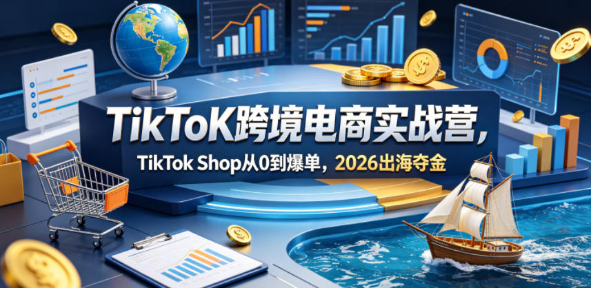 TikToK跨境电商实战营，TikTok Shop从0到爆单，2026出海夺金-极客网创