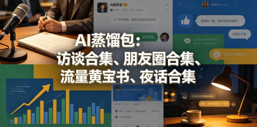 AI蒸馏包：访谈合集、朋友圈合集、流量黄宝书、夜话合集【文档】-极客网创